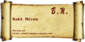 Bakk Mózes névjegykártya